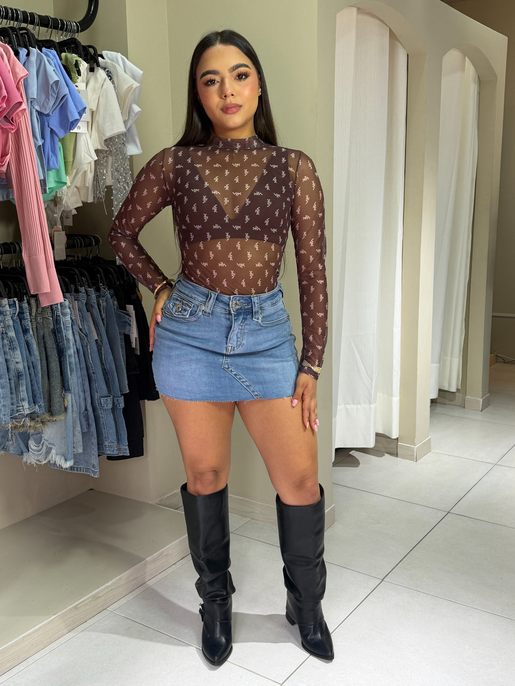 Falda Jean Flecos